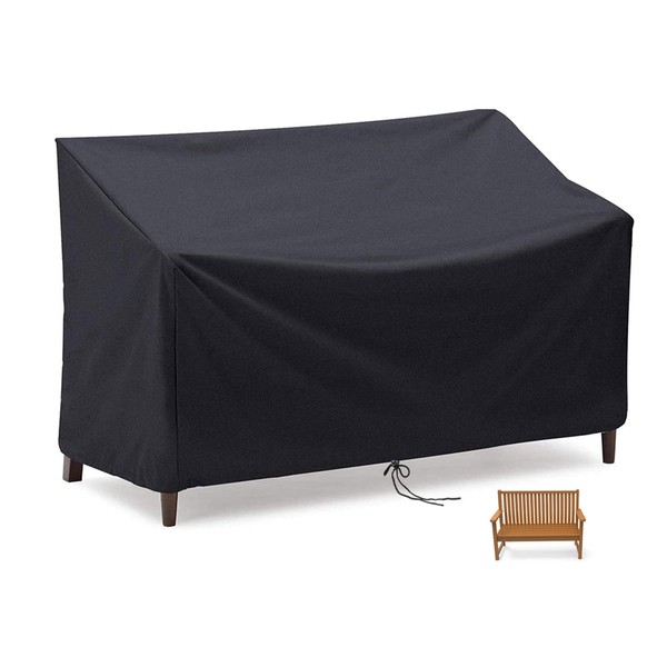 Flymer 2/3/4 Seater Bench Cover, Waterproof and Windproof and Tear proof 210D Oxford Fabric Anti-UV Furniture Cover for Outdoor Patio Bench - Black (4 seater)