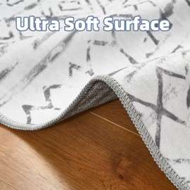 5x7 Area Rugs for Living Room-Non Slip Machine Washable Rug Modern Moroccan Boho Rug Super Soft Indoor Carpet Large Area Rug for Bedroom Dining Room Office Playroom, Grey