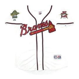 Majestic Javy Lopez Atlanta Braves 1995 World Series Home White Jersey Men's (S-3XL) - L