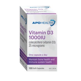 ApoHealth Vitamin D3 1000IU Soft Cap X 130 (Generic for Ostelin)
