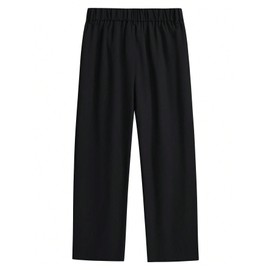 GORGLITTER Men's Pleated Wide Leg Pants Straight High Waisted Work Pants Trousers with Pocket Solid Black X-Large