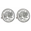 Westward Journey 2005 Bison Jefferson Nickel Silvertone Bezel Cuff Links