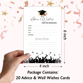 rizotus 20 Graduation Party Advice and Wishes for the Graduate Cards, Grad Party Announcement Grad Celebration Party Activity Favor Supplies -c01
