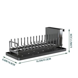 kowiofame Cup Drying Rack Glass Water Bottle Dish Drying Dryer Rack Long Kitchen Sink Counter Drainer Over Tray Plate Forks Cups Spoons Organizer