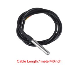 BOJACK 1M Temperature Sensor Waterproof Temperature Probe Compatible with Arduino and Raspberry Pi Stainless Steel Package (Pack of 2 Pcs)