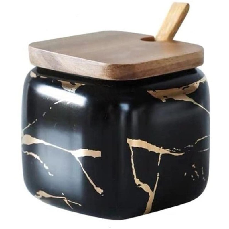 MAGICVOGEL Marble Look Spice Jar, Ceramic Spice Jars, 360 ml,