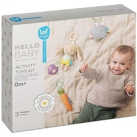 Taf Toys Urban Garden Baby Activity Toys Kit Gift Set. 3 Plush Cuddly Sensory Toys for Babies. Travel Toys Attachable to Gym, Pram, Cot or Car Seat. Suitable for Newborn Baby Boys & Girls 0 Months +