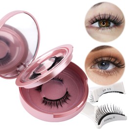 FADVAN Magnetic Eyelashes with Applicator, 2 Pairs 2 Style Reusable Magnetic Lashes Natural Look, No Glue or Liner Needed False Eyelashes, Wispy Strip Lashes Clear Band Magnetic Lashes Kit (B1+B2)