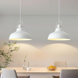 GUIHUALOVE White Pendant Lights Kitchen Island, 2 Pack Kitchen Island Lighting, Farmhouse Pendant Light Fixtures (11.41" W), Island Pendant Light for Kitchen, Dining Room, Bedroom