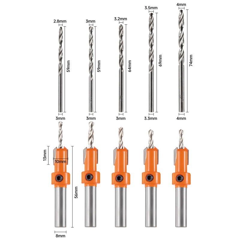 HPMAISON 17Pcs Countersink Drill Bit, Includes 5 Quick Change 8mm