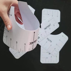 WUDQIJI T-Shirt Alignment Ruler, 8 Pieces T-Shirt Alignment Tools, DIY T-Shirts, Alignment Ruler, T-Shirt Instructions Ruler with 1 Water-soluble Marker Pen + 1 Tape Measure