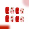 Strawberry Press on Nails Red Short Square Fake Nails with