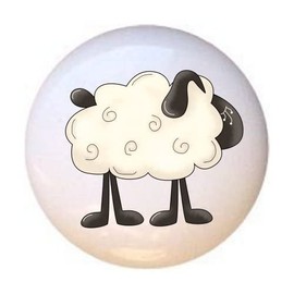 Sheep from Angel Antics II Country Angels Collection - DECORATIVE Glossy CERAMIC Cupboard Cabinet PULLS Dresser Drawer KNOBS