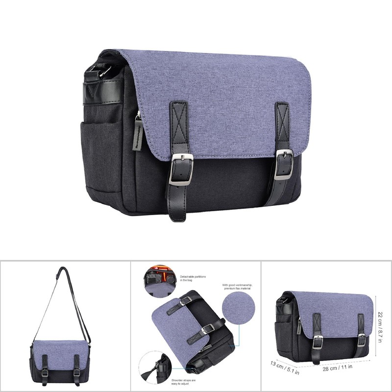 DSLR Camera Shoulder Bag Portable Case for Canon Nikon Sony(blue)