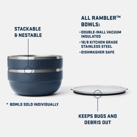 YETI Rambler Bowls, Vacuum Insulated, Stackable and Nestable Stainless Steel Bowl with Lid, 4.5 Quart, Navy