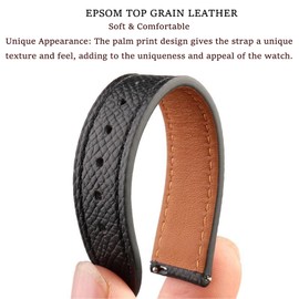 Niziruoup Leather Watch Strap 12 mm 14 mm 16 mm 18 mm 20 mm 22 mm Quick Release Genuine Leather Bracelet Elegant Textured Top Grain Leather Epsom Style Bracelet Replacement Bands Women Men