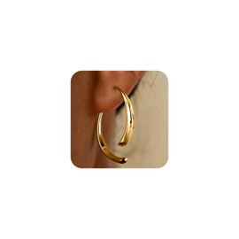 IRCOMULTI Gold Dangle Earrings for Women Curved Bar Earring Curved Bar Long Earring Polished Gold Ear Jacket Earrings Jewelry for Women