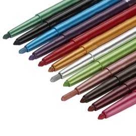 Maquillaje Lapiz Azul Para Ojos Retractil Bissu Delineador De Ojos Sombra de Ojos de 12 Colores, Lápiz Delineador de Labios para Mujer, Juego de Maquillaje Cosmético