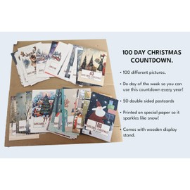 100 Day Christmas Countdown Calendar - Can be used Every Year - Wooden Stand