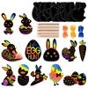 FEPITO 24 Pcs Easter Scratch Paper Kits Bunny Scratch Paper