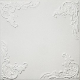 Euro-Deco Ceilings, Inc. Styrofoam Glue Up Ceiling Tiles White 20x20 R101W Pack of 8