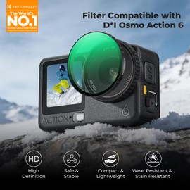 K&F CONCEPT Snap-on Black Diffusion 1/4 Filters Compatible with DJI Action 6, Black-mist 1/4