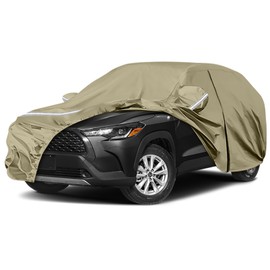 Waterproof Car Covers Replace for 2019-2024 Toyota Corolla Cross, Multilayer Heavy Duty with Cotton Liner All Weather Car Cover with Zipper Door, Windproof Bands for Snow Rain Dust Protection