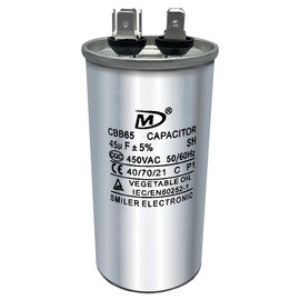 CBB65 45 uF 5% 45 MFD 450 VAC Round Run Start Capacitor for HVAC and AC Motor, Fan, Cool or Heat Pump