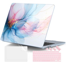 DONGKE Compatible with M4 MacBook Air 15 inch Case 2025-2023 A3241 A3114 A2941 M3 M2 Retina Display Touch ID, Plastic Hard Case & Keyboard Skin for MacBook Air 15" - Soft Flowing Colors