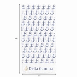 Sorority Shop Alpha Delta Pi Beach Towel- Lightweight Brand Design 64" x 30", Soft Microfiber Beach Blanket, Lightweight and Durable Alpha Delta Pi Towel Blanket, Water Absorption, Quick Dry
