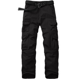 Toumett Men's Cargo Pants Cotton Ripstop Hiking Work Pants Outdoor Casual Pants with Multi Pockets.(6325,Black,30)