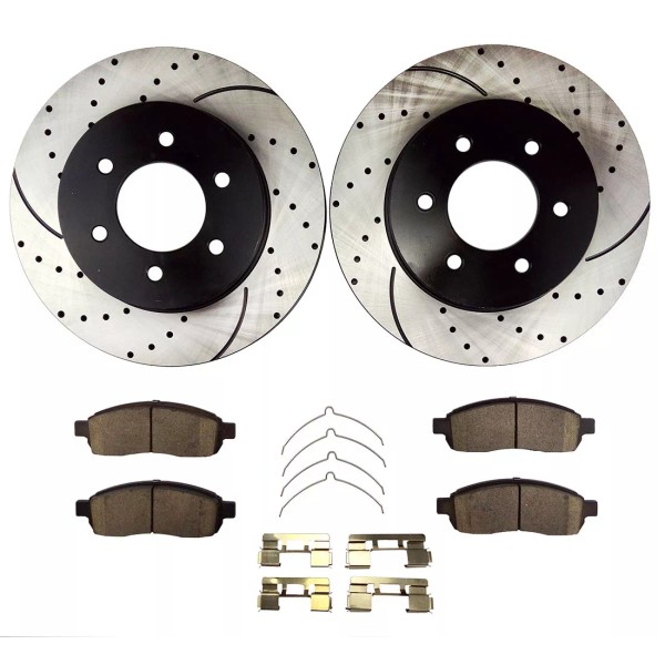 Atmansta Front Drilled Brake Rotors and Ceramic Pads for 2004