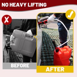 FUELIO Gas Transfer Pump Battery Powered - Fuel Transfer Pump with Nozzle - Battery Operated Gas Pump With 3 FT Long Hose 2.2 GPM Transfer Pump For Water Kerosene Gas Can…