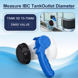 UMETASS IBC Tote Valve, 2.95" Coarse Thread IBC Tote Adapter, 75mm DN50 Heavy Duty Tote Tank Drain Butterfly Valve Connector Replacement (Integrated butterfly-valves, DN50)