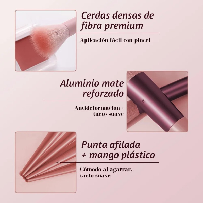 13 Piezas Brochas Maquillaje Y 3 Esponja Para Maquillaje Rosa