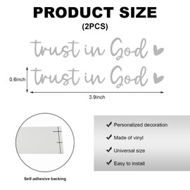 DXNQ 2 PCS Trust in God Rearview Mirror Decals, Automotive Vinyl Rear View Mirror Decorative Stickers, Waterproof Trust in God Stickers for Car Truck Laptop, Car Accessories (Silver)