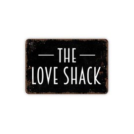 8" x 12" The Love Shack Distressed Black Metal Sign