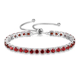 FANCIME S925 Silver Bracelet for Women, Men's, 12 Months, Birthstone Bracelet, Tennis, Bolo Bracelet, Sliding, Adjustable, Wristlet, Christmas, Birthday, Anniversary, Gift, Gift Wrapping Included,