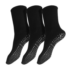 Winterlace Pilate Socks with Grips 3 Pairs Womens Cotton Non Slip Gripper Yoga Dance Ballet Crew Sock