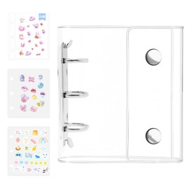 Sticker Notebook, 20 Refills, 2 Underlays, Clear A8, Silver, Mini Size, Sticker Mount, Transparent Sticker, Pre-Notebook, Card Sleeve, Binder Notebook, Seal Organizer, Girls, Easy to Carry