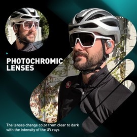 SCVCN Photochromic Cycling Glasses for Men and Women, Clear Sports Sunglasses, Cycling, MTB, Cycling Glasses, Running, Volleyball, Tennis, Driving, Fishing, Softball, Mountaineering, Golf, Hiking 01