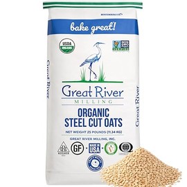 Great River Milling Organic Steel Cut Oats | Whole Grain, Non-GMO, Kosher | Hearty Healthy | Rich Texture & Flavor | Perfect for Oatmeal, Porridge, Granola & Baking | 25 Lb
