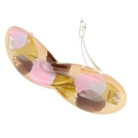 Parcelona French Hugs Pegasus Golden Pink Brown Beige Splash Medium Hand Painted Celluloid Acetate Hair Clip Barrette