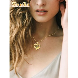 Cat Necklace for Women Sterling Silver Gold Cat Heart Pendant August Birthstone Peridot Necklace Cute Animal Jewelry Wedding birthday Gifts for Women