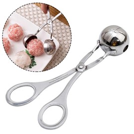 One Piece Ergonomic Handle Stainless Steel Meat Ballers Ice Cream Scoop Useful None Stick Meat Baller Detachable Anti-Slip Meat Baller Tongs for Kitchen
