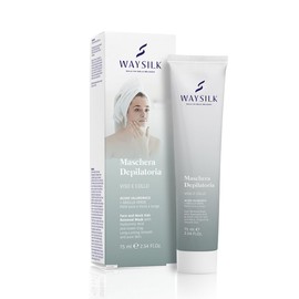 Waysilk | Hair Removal Mask for Face and Neck, Hair Removal Cream with Hyaluronic Acid, Green and White Clay, Long Smooth Skin, 75 ml