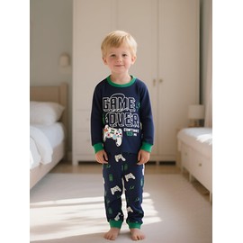 DDSOL Toddler Boys Pajamas Sets Warm Winter Sleepwear Cotton Game Jammies Kids Glow in the Dark Long Pjs 7 Years
