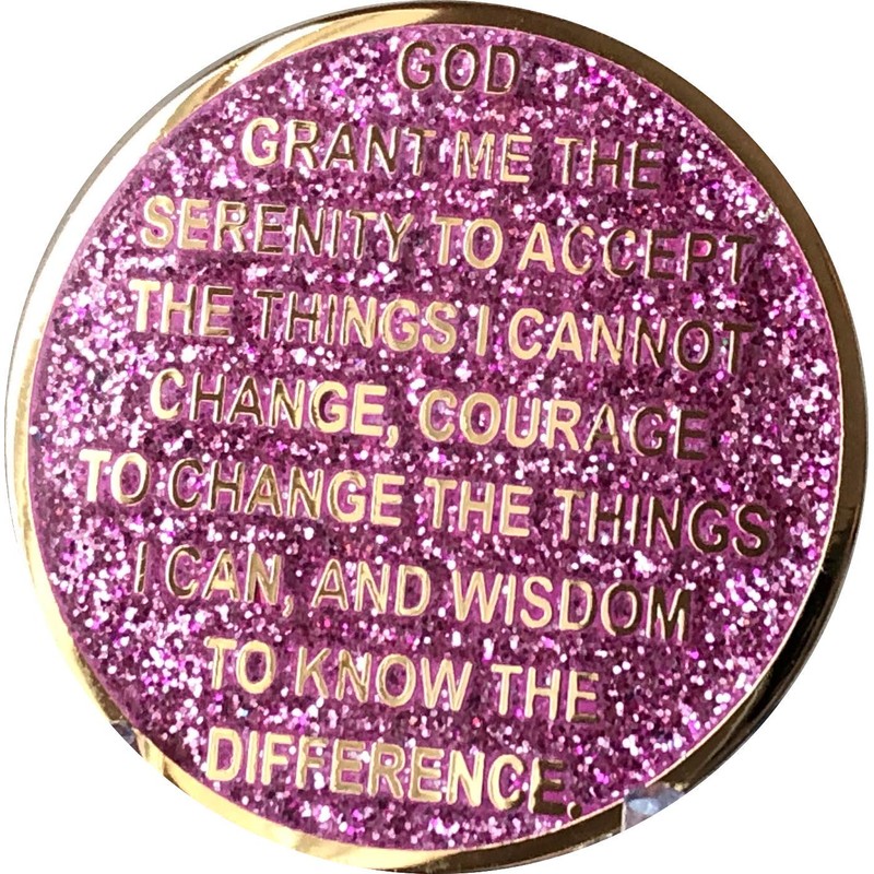 RecoveryChip 3 Month AA Medallion Reflex Pink Glitter Gold and