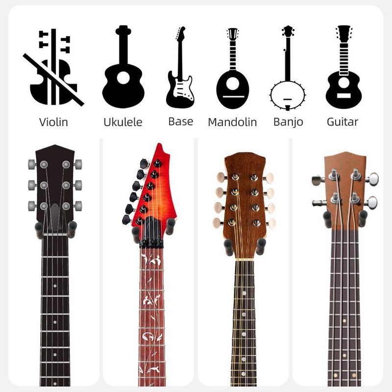 2pcs Guitar Wall Hanger Elegant Black Walnut Guitar Wall Mount