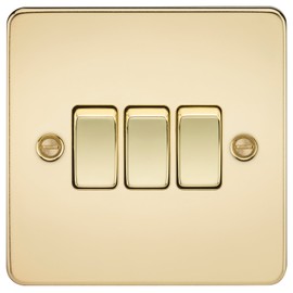 Knightsbridge FP4000PB FPAV4000PB Flat Plate 10A 3G 2 Way Switch-Polished Brass
